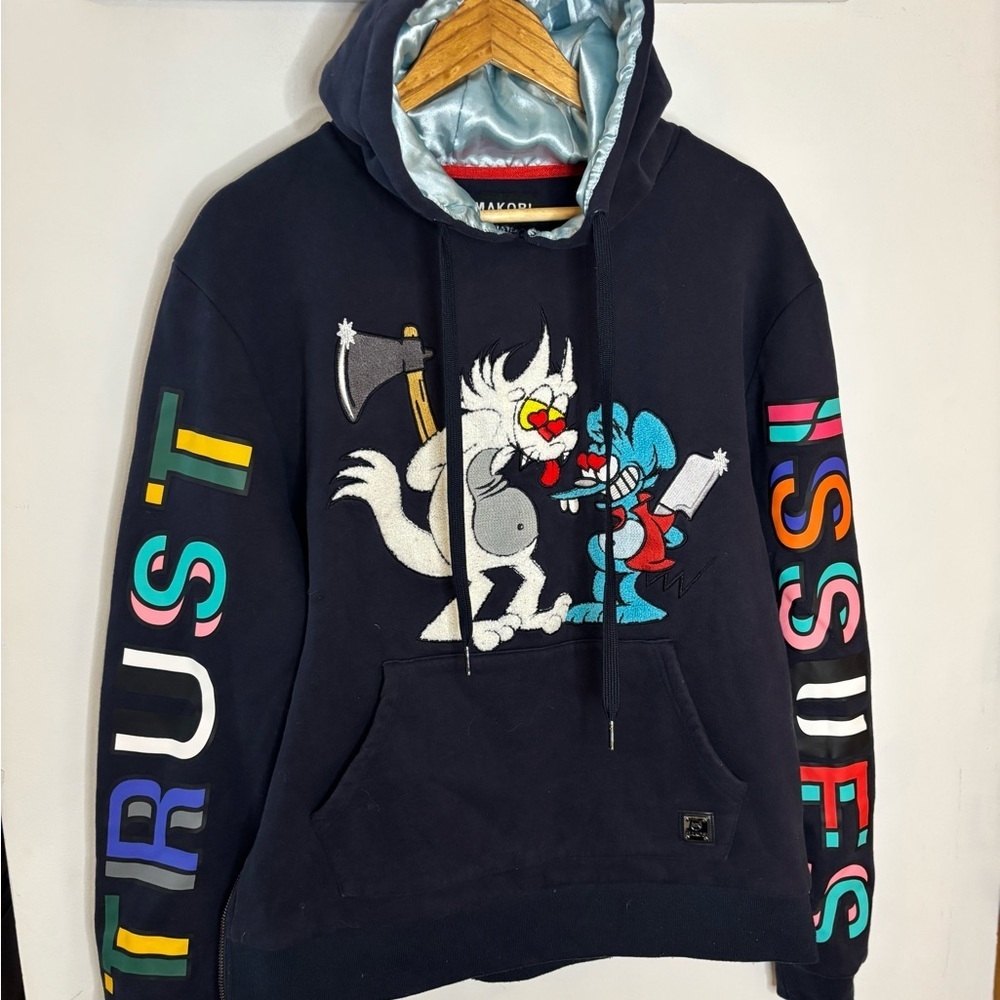 Dark Blue Trust Issues Graphic Hoodie Itchy & Scratchy